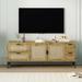 TV Stand Rattan Media Console Sleek TV Console Table with Adjustable Shelves and Wood Grain Surface for TVs up to 65