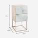 Tempered Glass Marble Stone 2 Drawer Nightstand
