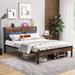 Costway Full Industrial Metal Platform Bed Frame Charging Station