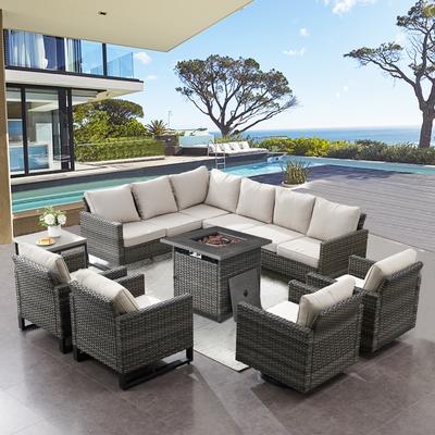 Patio Conversation Set with Fire Pit Table and Side Table