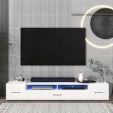 TV Stand with Color Changing LED Lights, Modern Universal Entertainment Center, High Gloss TV Cabinet for 90+ inch TV