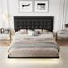 Modern Queen Size Floating Bed with Motion Activated Night Lights, PU Upholstered Bed & Button Tufted Platform Bed Frame