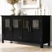 Featured Four-door Storage Cabinet with Adjustable Shelf and Metal Handles, Mid-Century Modern Buffet Sideboard Cabinet