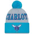 Men's New Era Teal/Gray Charlotte Hornets Tip-Off Two-Tone Cuffed Knit Hat with Pom