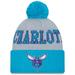 Men's New Era Teal/Gray Charlotte Hornets Tip-Off Two-Tone Cuffed Knit Hat with Pom