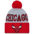 Men's New Era Red/Gray Chicago Bulls Tip-Off Two-Tone Cuffed Knit Hat with Pom