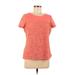 Calvin Klein Short Sleeve Blouse: Orange Print Tops - Women's Size Medium