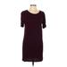 Boohoo Casual Dress - Shift Scoop Neck Short sleeves: Burgundy Solid Dresses - Women's Size 6