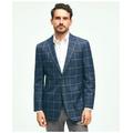 Brooks Brothers Men's Traditional Fit Wool Hopsack Plaid Patch Pocket Sport Coat | Navy | Size 42 Long