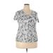 Croft & Barrow Short Sleeve T-Shirt: Gray Tropical Tops - Women's Size 2X-Large