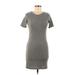 Divided by H&M Casual Dress - Mini Crew Neck Short Sleeve: Gray Solid Dresses - Women's Size 8