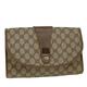 GUCCI GG Canvas Web Sherry Line Clutch Bag PVC Leather Beige Red Auth 45602