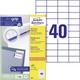 Avery-Zweckform 3651 All-purpose labels 52.5 x 29.7 mm Paper White 4000 pc(s) Permanent adhesive Inkjet printer, Laser printer, Laser, colour, Copier, Colour