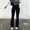 Jeans Skinny svasati elasticizzati da donna Lady Retro Black Y2K pantaloni Skater Punk a vita alta