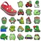 Commercio all'ingrosso 1 pz accessori per scarpe in PVC per Crocs Charms divertente rana verde