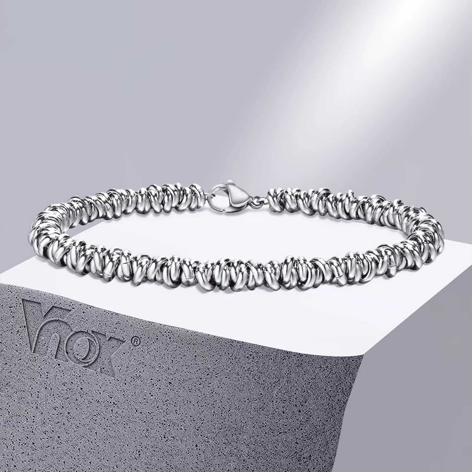 Bracciali in acciaio inossidabile intrecciato irregolare Vnox per donna uomo, bracciale coppia Unisex mai sbiadito, cinturino elegante