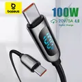 Baseus Digital Dispaly cavo USB da tipo C a USB C per iPhone16 15 100W cavo di ricarica rapida per caricabatterie per Macbook Xiaomi Samsung