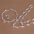 Nuovo argento Sterling 925 elegante catena a goccia d'acqua collane orecchini bracciali set di