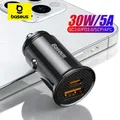 Baseus 30W caricabatteria da auto USB Quick Charge 4.0 3.0 FCP SCP USB PD per Xiaomi iPhone16 15 14 Pro Max caricabatteria da auto a ricarica rapida
