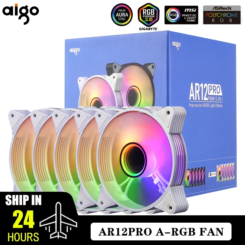 Aigo AR12PRO Ventola per case del computer Ventoinha PC 120mm Ventola RGB 4pin PWM Ventola di raffreddamento CPU 3pin5v Spazio illimitato Argb 12cm Ventilatore