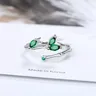 Anelli in argento Sterling 925 con foglia verde ramoscello per le donne accessori per gioielli di