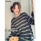 T-shirt a righe donna BF Chic primavera Unisex top manica lunga Harajuku abbigliamento per