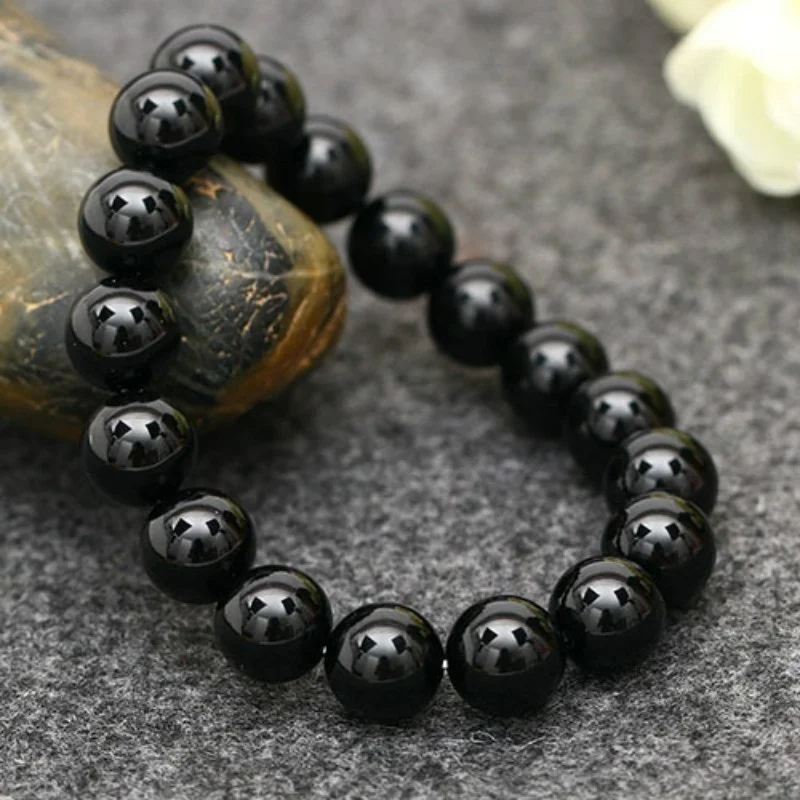 Bracciale con tormalina nera naturale Bracciale con perline di pietra Bracciale con pietre preziose Bracciale energetico da uomo Yoga Energia fatto a mano Regalo da donna