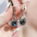 Accessori per le donne orecchini pendenti con zirconi rotondi in cristallo grigio per le donne