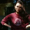 American Vintage Style Letters stampa Wine Red felpe spesse girocollo Casual cotone autunno pullover