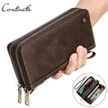 Contact'S portafoglio da uomo in vera pelle pochette porta carte portafogli lunghi doppia cerniera