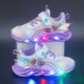 Disney Cartoon Frozen 2 ragazze scarpe Casual LED Light Up Sneakers Elsa Princess Shoes Baby Toddler