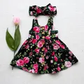 Summer Kids Princess Dress Girls Dress abiti senza maniche floreali con bottoni + abiti per fascia