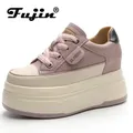 Fujin 9cm pelle scamosciata di mucca vera pelle scarpe vulcanizzate da donna piattaforma zeppa Skate