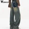 Design vintage streetwear y2k jeans larghi pantaloni cargo in denim da donna pantaloni strappati a