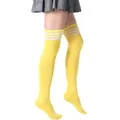 JK donna calze Cosplay giallo bianco strisce colore Lolita calze lunghe sopra il ginocchio calze