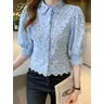 H Han Queen Summer Blusas Basic Office Lady Blusas Vintage Lace top elegante camicetta in Chiffon