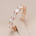 Kinel Full Oval Natural zircone Personality Eternal Rings for Women Luxury 585 Rose Gold Color