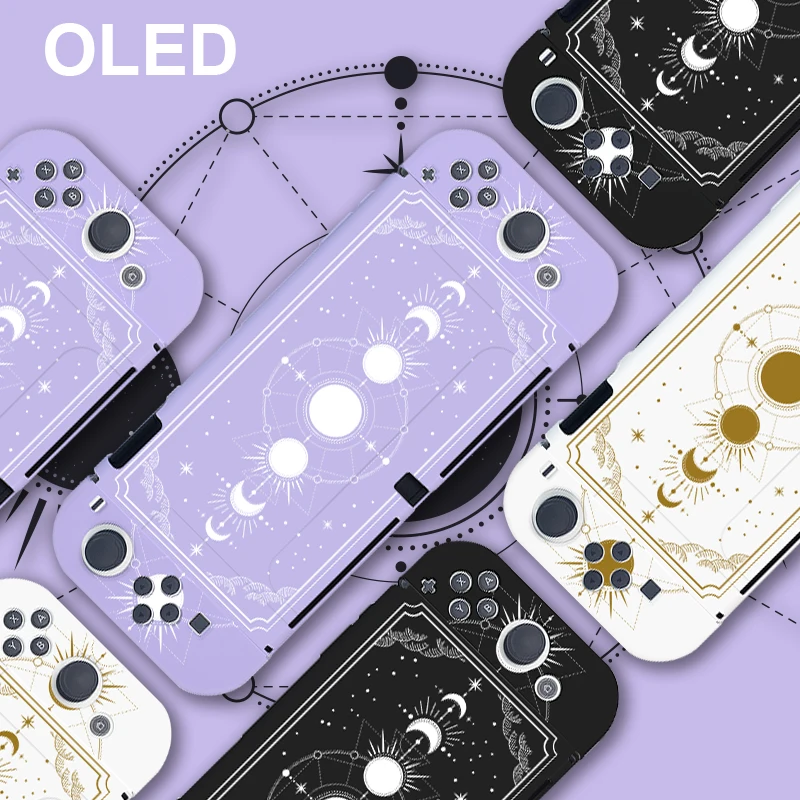 Esthestic Black Moon Phase Funda Nintendo Switch Custodia protettiva OLED Custodia morbida in TPU Accessori da gioco per controller JoyCon