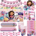 Gabby Dollhouse Girls Birthday Party Decoration stoviglie usa e getta tazza di carta piatto