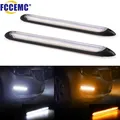 2 pezzi LED per auto DRL luci di marcia diurna impermeabile universale DC 12V faro automatico sequenziale indicatori di direzione flusso giallo luce diurna