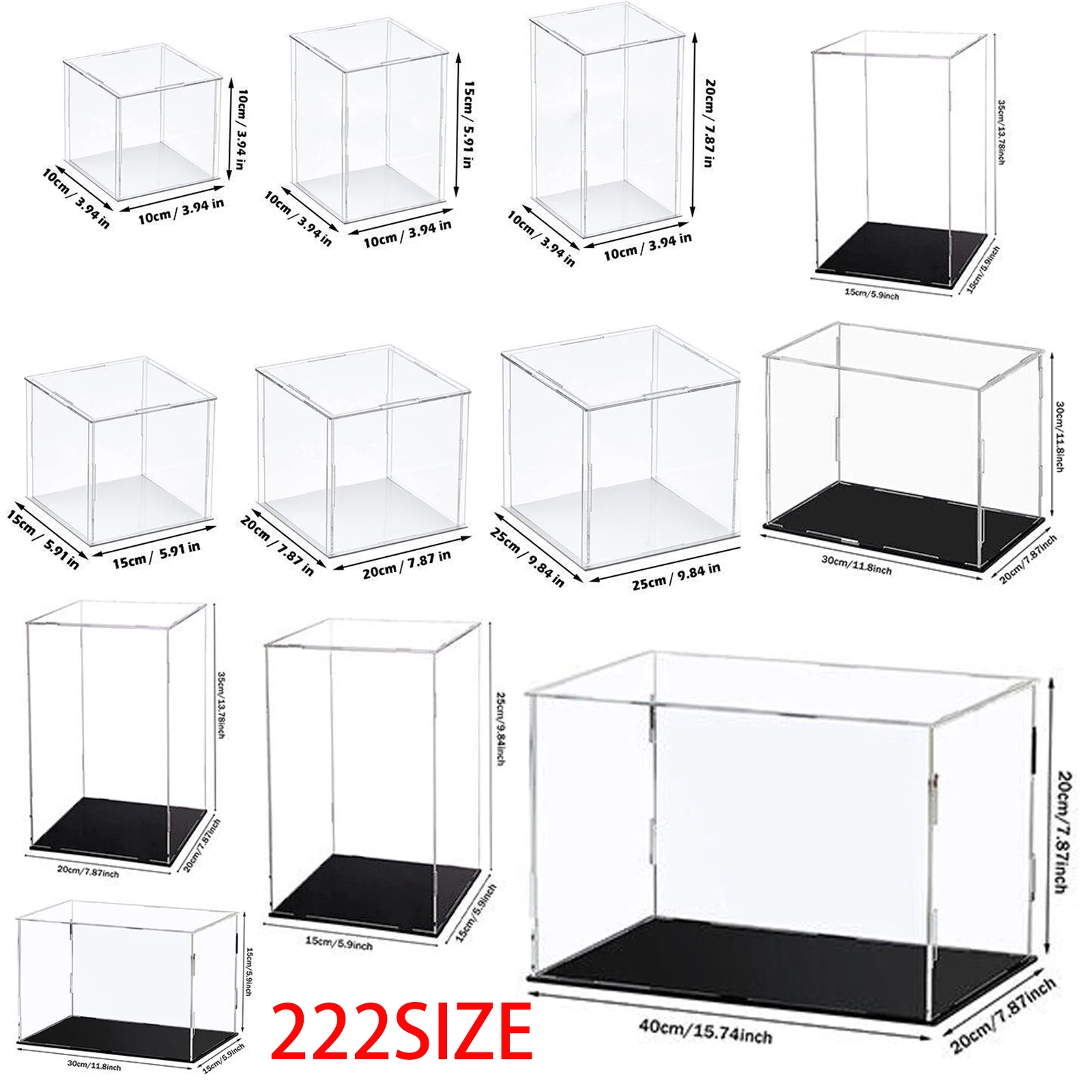 Vetrina in acrilico di dimensioni 222 per oggetti da collezione assemblare vetrina di protezione in scatola acrilica trasparente per action figure che organizzano giocattoli