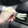 2 in1 Green Car Air-conditioner Outlet Dirt Duster Cleaner Brush Car Air Conditioning Vent Blinds