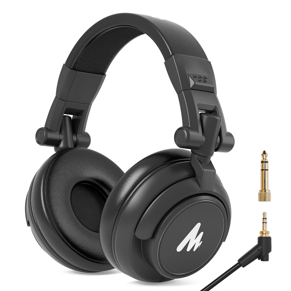 Maono MH601 Cuffie professionali per monitor da studio con spina e cavo staccabili e driver da 50 mm per DJ, studio, scheda audio