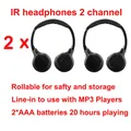 Cuffie wireless a infrarossi IR Cuffie stereo pieghevoli per auto Auricolari per interni ed esterni Cuffie per musica Cuffie per TV 2 cuffie
