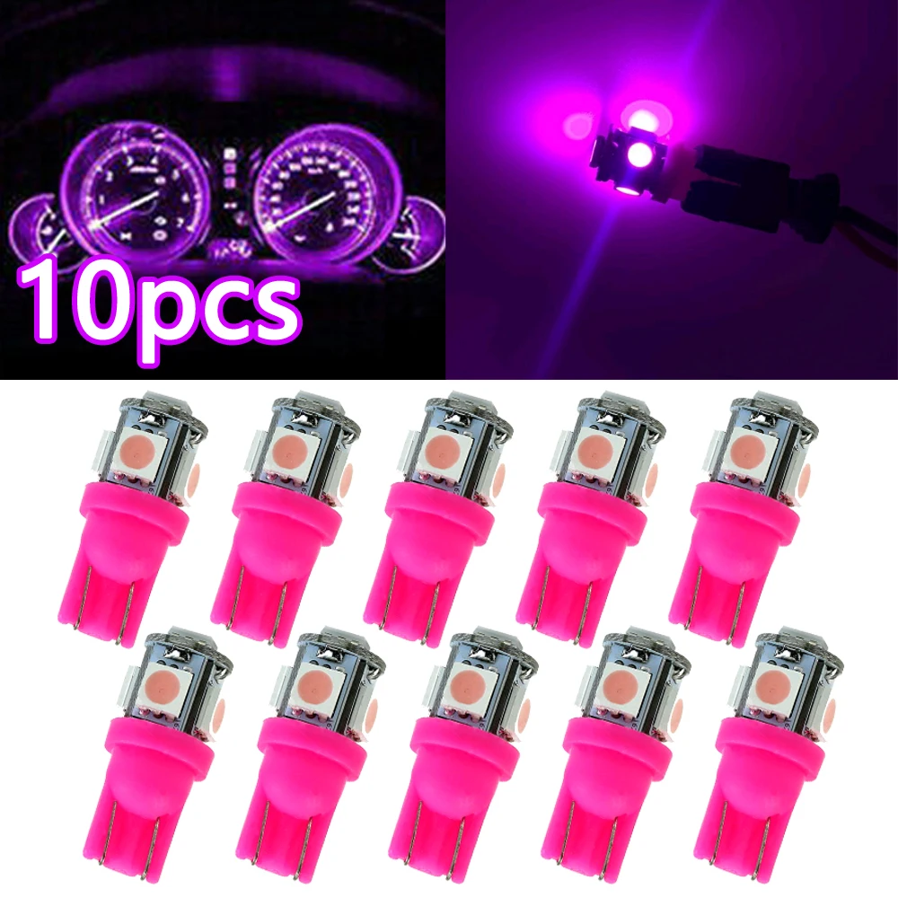 10 pz Rosa Viola T10 158 192 194 168 W5W 5050 SMD 5 LED Auto Cuneo Coda Luci Laterali Lampada Lampadina Cupola Licenza Mappa Luce Accessori