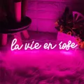 Insegna al Neon personalizzata La Vie En Rose Neon Led Sign Girl Room Decoration Wall Neon Lights