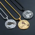Collana in acciaio inossidabile per uomo donna Vintage rotondo segno zodiacale 12 costellazioni Bilancia collane a catena con ciondolo gioielli all'ingrosso