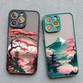 Custodia per telefono con mappa del paesaggio Fuji con montaggio estetico giapponese per iPhone 7 8