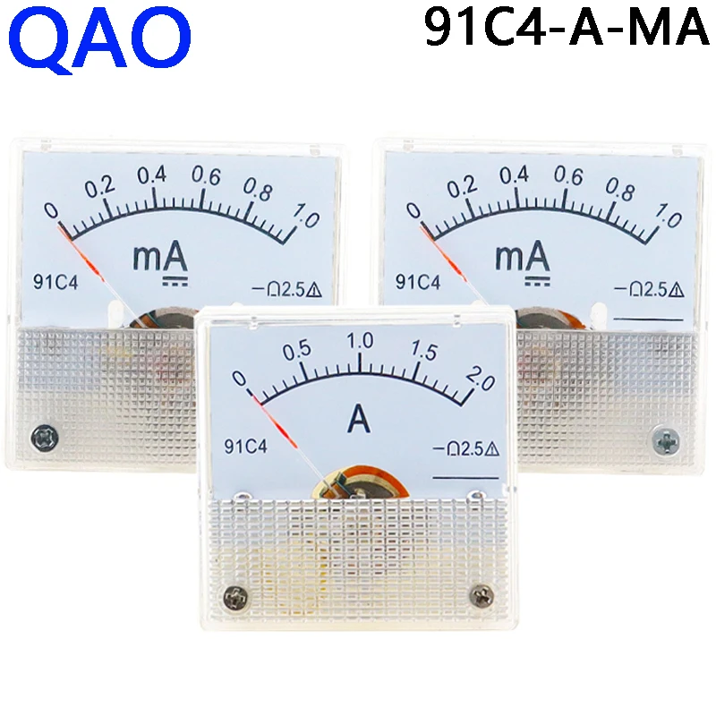 91C4 Amperometro DC Analogico 1A 2A 3A 5A 10A 20A 30A 50A 100A 200A 300A 500A Pannello Puntatore Meccanico Tipo Ampere Misuratore di Corrente