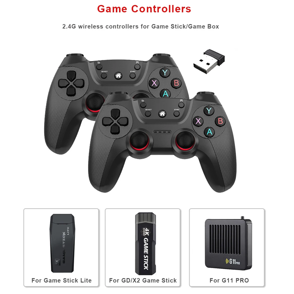 Controller di gioco doppio wireless 2.4G di alta qualità per M8/GD10/G11 Pro/X2 Game Stick per joystick gamepad per telefono Linux/Android